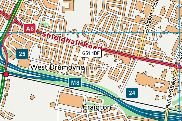 G51 4DF map - OS VectorMap District (Ordnance Survey)