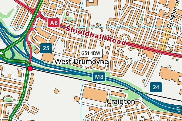 G51 4DW map - OS VectorMap District (Ordnance Survey)