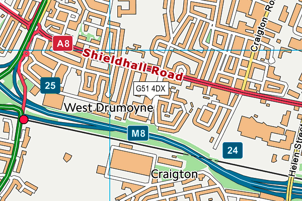 G51 4DX map - OS VectorMap District (Ordnance Survey)
