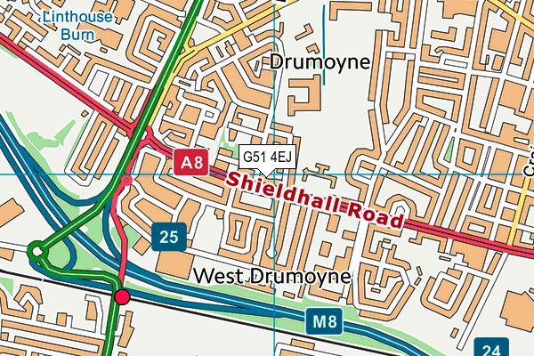 G51 4EJ map - OS VectorMap District (Ordnance Survey)