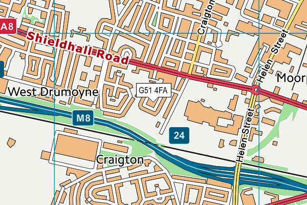 G51 4FA map - OS VectorMap District (Ordnance Survey)