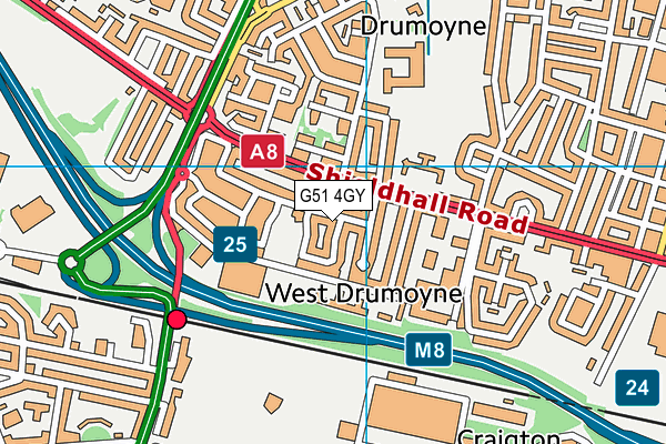 G51 4GY map - OS VectorMap District (Ordnance Survey)