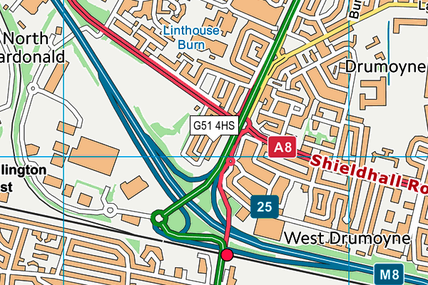 G51 4HS map - OS VectorMap District (Ordnance Survey)