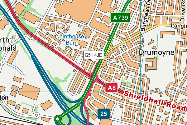 G51 4JE map - OS VectorMap District (Ordnance Survey)