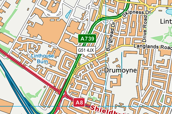 G51 4JX map - OS VectorMap District (Ordnance Survey)