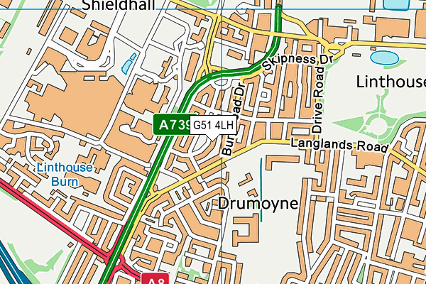 G51 4LH map - OS VectorMap District (Ordnance Survey)