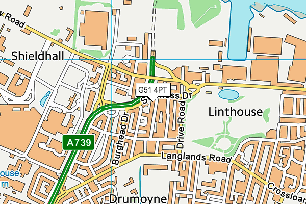 G51 4PT map - OS VectorMap District (Ordnance Survey)