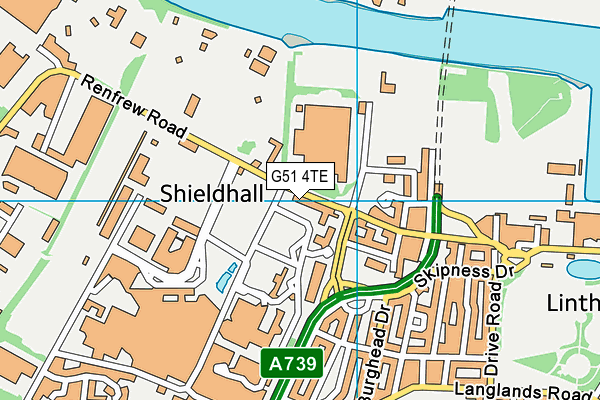 G51 4TE map - OS VectorMap District (Ordnance Survey)