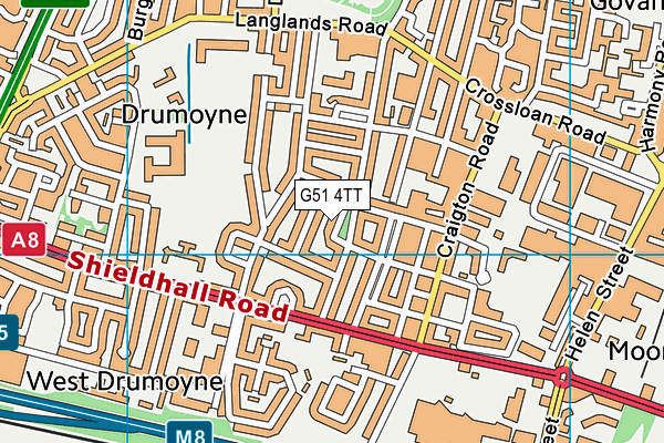 G51 4TT map - OS VectorMap District (Ordnance Survey)