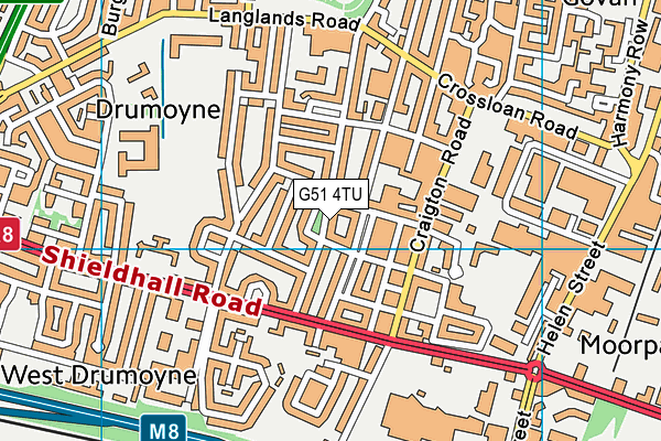 G51 4TU map - OS VectorMap District (Ordnance Survey)