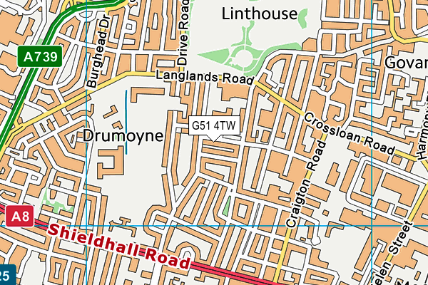 G51 4TW map - OS VectorMap District (Ordnance Survey)