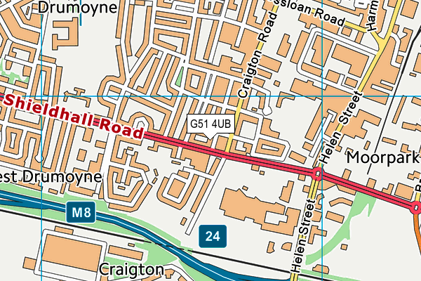 G51 4UB map - OS VectorMap District (Ordnance Survey)