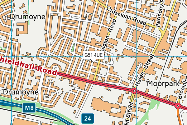 G51 4UE map - OS VectorMap District (Ordnance Survey)