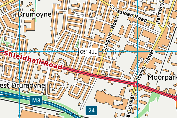 G51 4UL map - OS VectorMap District (Ordnance Survey)