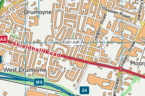 G51 4UR map - OS VectorMap District (Ordnance Survey)