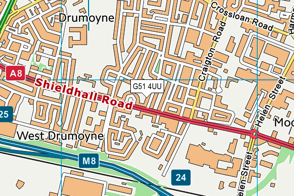 G51 4UU map - OS VectorMap District (Ordnance Survey)