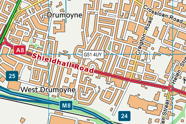 G51 4UY map - OS VectorMap District (Ordnance Survey)