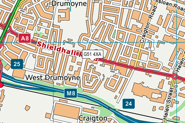 G51 4XA map - OS VectorMap District (Ordnance Survey)