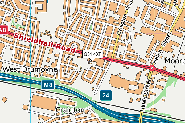 G51 4XF map - OS VectorMap District (Ordnance Survey)