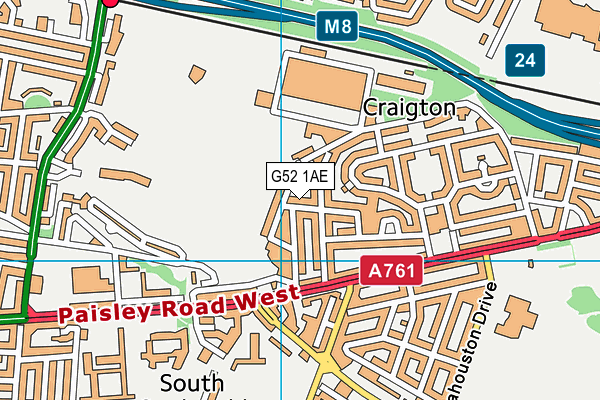 G52 1AE map - OS VectorMap District (Ordnance Survey)