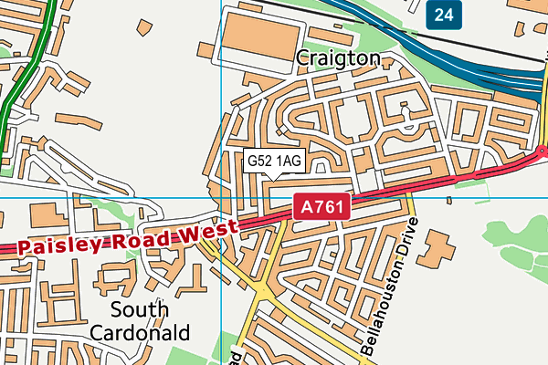 G52 1AG map - OS VectorMap District (Ordnance Survey)