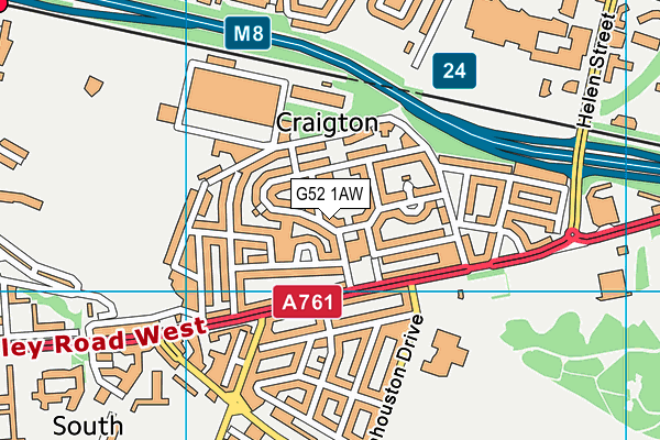 G52 1AW map - OS VectorMap District (Ordnance Survey)