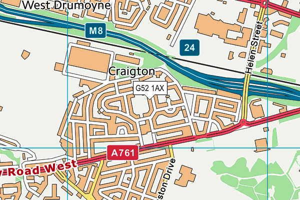 G52 1AX map - OS VectorMap District (Ordnance Survey)