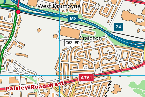 G52 1BD map - OS VectorMap District (Ordnance Survey)