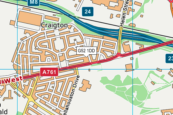 G52 1DD map - OS VectorMap District (Ordnance Survey)