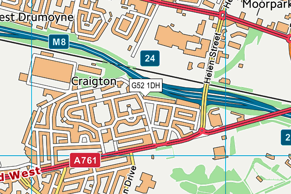 G52 1DH map - OS VectorMap District (Ordnance Survey)