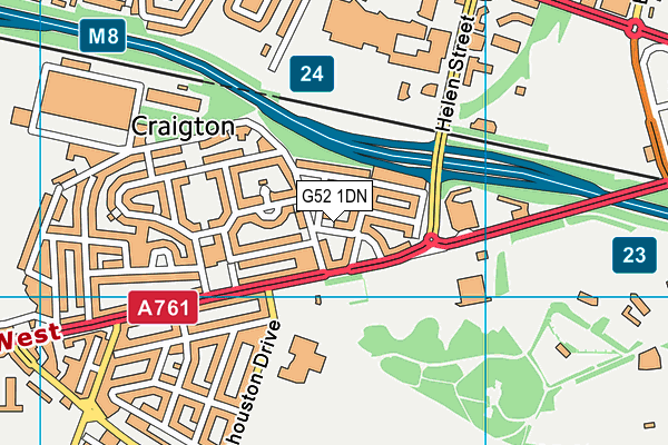 G52 1DN map - OS VectorMap District (Ordnance Survey)