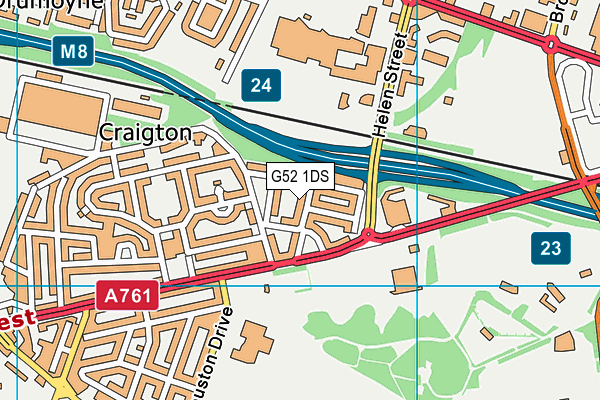 G52 1DS map - OS VectorMap District (Ordnance Survey)