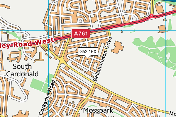 G52 1EX map - OS VectorMap District (Ordnance Survey)