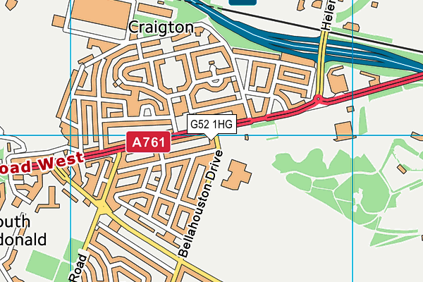 G52 1HG map - OS VectorMap District (Ordnance Survey)