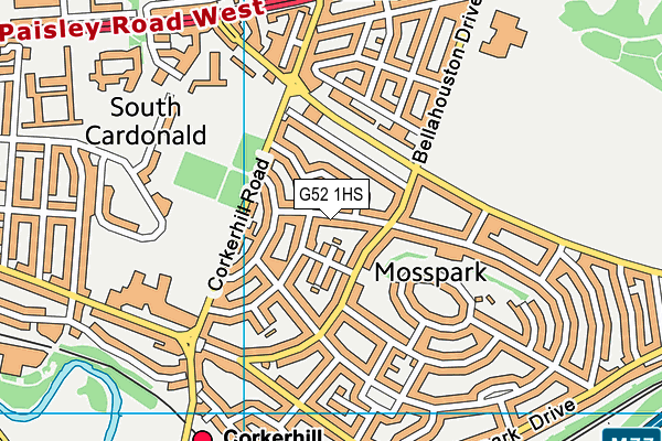 G52 1HS map - OS VectorMap District (Ordnance Survey)