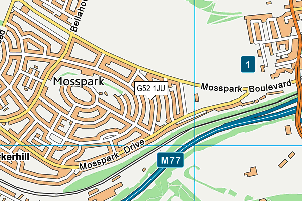 G52 1JU map - OS VectorMap District (Ordnance Survey)