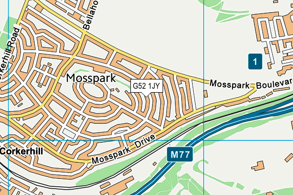 G52 1JY map - OS VectorMap District (Ordnance Survey)