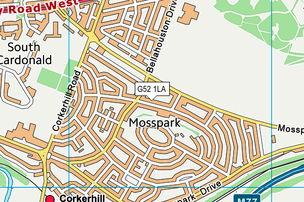 G52 1LA map - OS VectorMap District (Ordnance Survey)