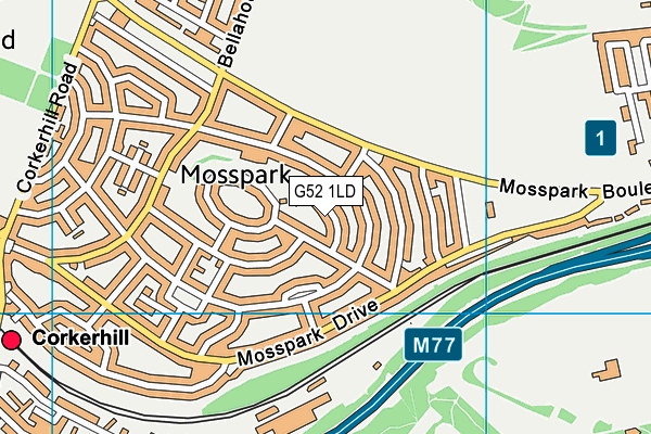 G52 1LD map - OS VectorMap District (Ordnance Survey)