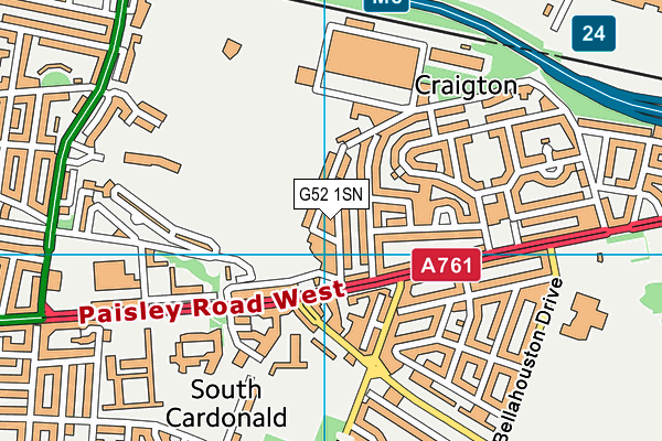 G52 1SN map - OS VectorMap District (Ordnance Survey)