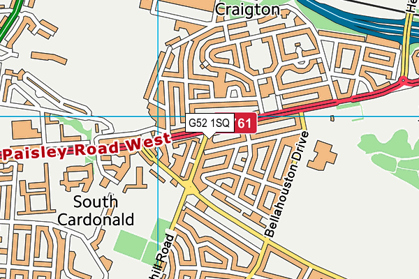 G52 1SQ map - OS VectorMap District (Ordnance Survey)