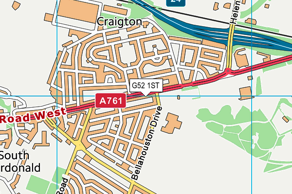 G52 1ST map - OS VectorMap District (Ordnance Survey)