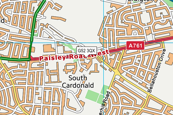 G52 3QX map - OS VectorMap District (Ordnance Survey)