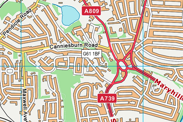 G61 1BF map - OS VectorMap District (Ordnance Survey)