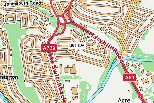 G61 1DA map - OS VectorMap District (Ordnance Survey)