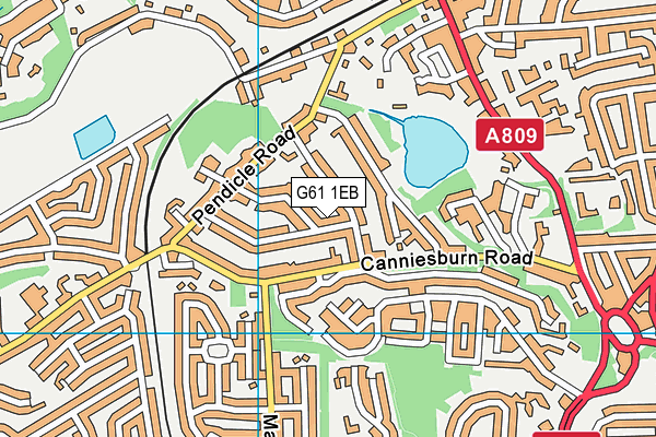 G61 1EB map - OS VectorMap District (Ordnance Survey)