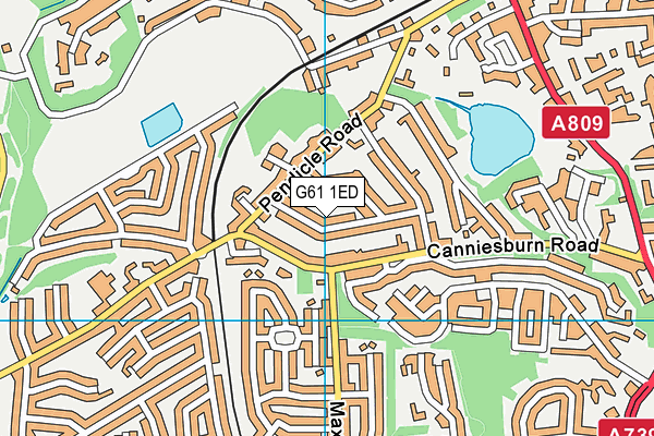 G61 1ED map - OS VectorMap District (Ordnance Survey)