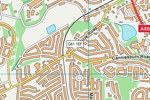 G61 1EF map - OS VectorMap District (Ordnance Survey)