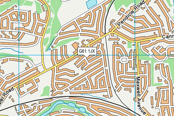 G61 1JX map - OS VectorMap District (Ordnance Survey)