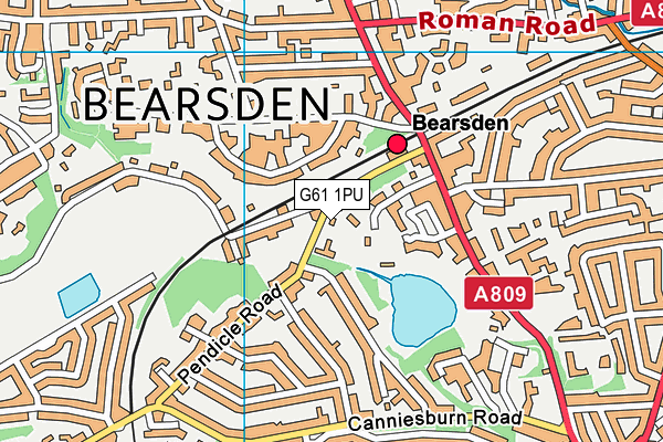 G61 1PU map - OS VectorMap District (Ordnance Survey)